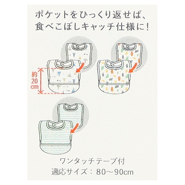 3枚組袖なし食事用エプロン（くま・テント・ボーダー）