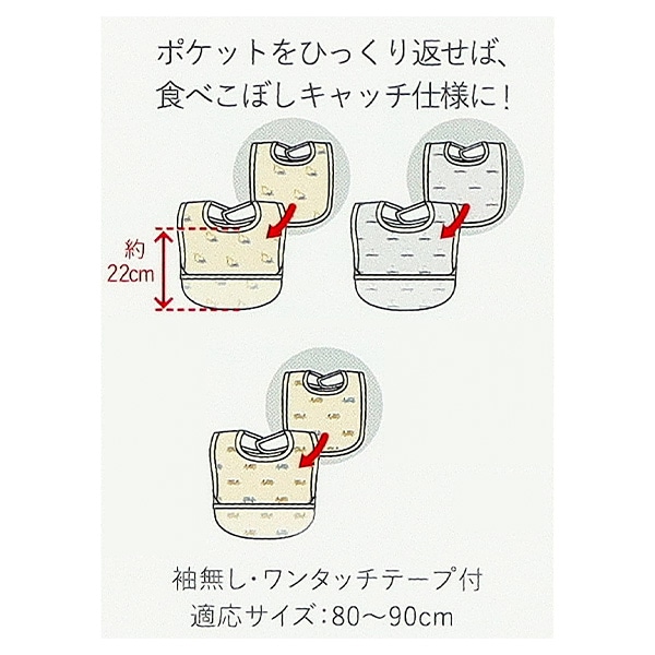 3枚組袖なし食事用エプロン（はたらくくるま）