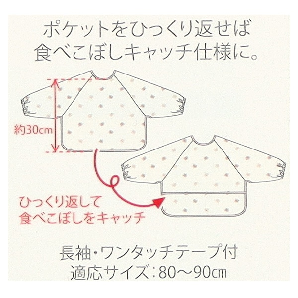 長袖食事用エプロン（くまフェイス総柄）