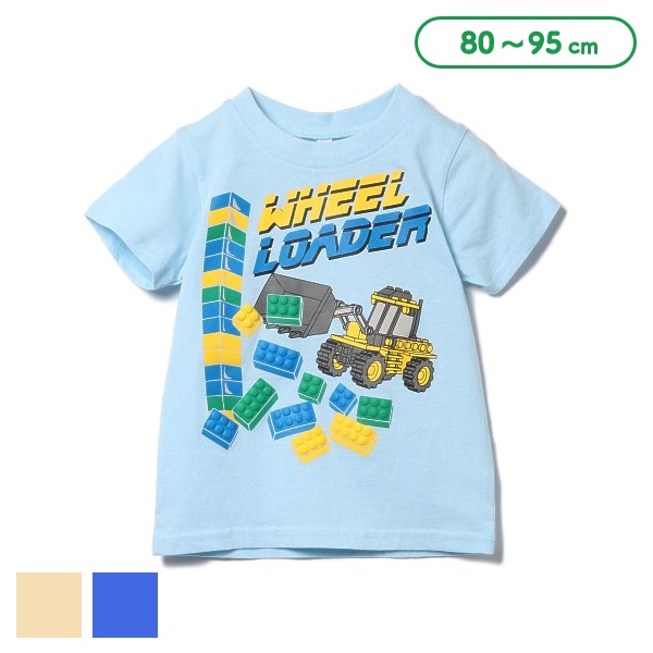 電車・はたらくくるまブロック半袖Tシャツ