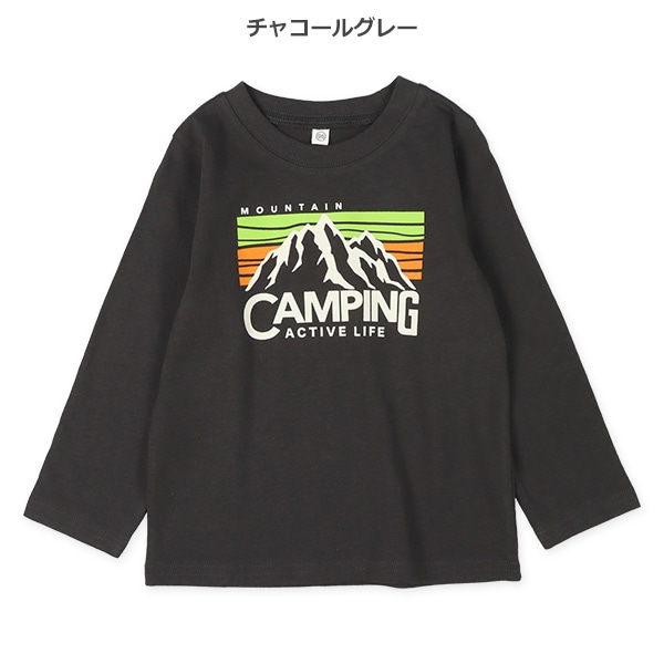 山柄ロゴ長袖Tシャツ