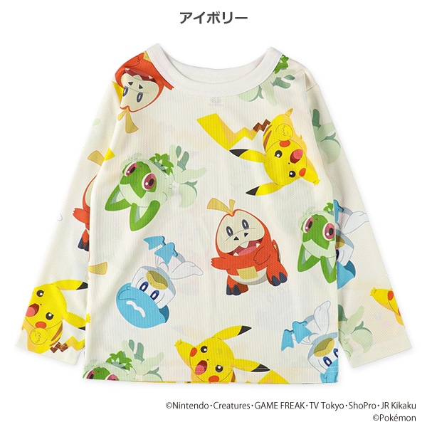 ポリエステルメッシュ総柄長袖Tシャツ（ポケモン）