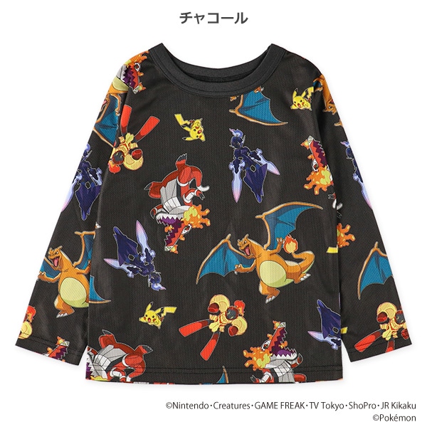 ポリエステルメッシュ総柄長袖Tシャツ（ポケモン）