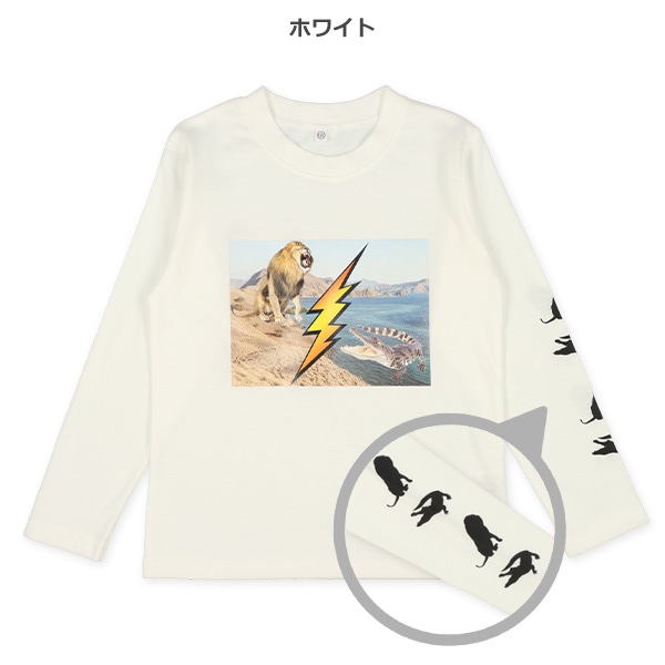 転写プリントアニマルイナズマ長袖Tシャツ