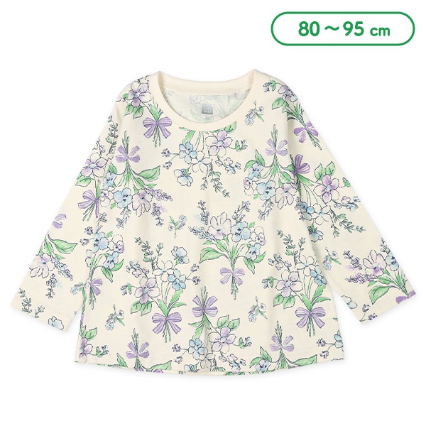 花総柄Aライン長袖Tシャツ