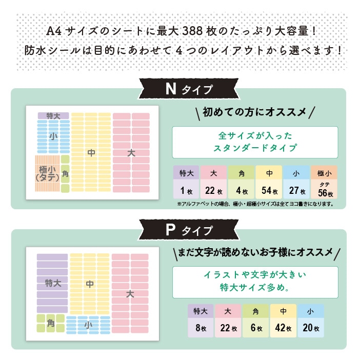 防水お名前シール+ラバーシール