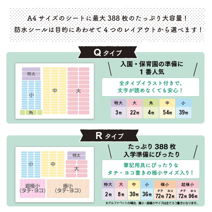 防水お名前シール+ラバーシール