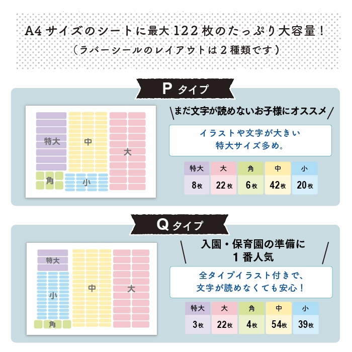 お名前ラバーシール 不透明(白地)タイプ